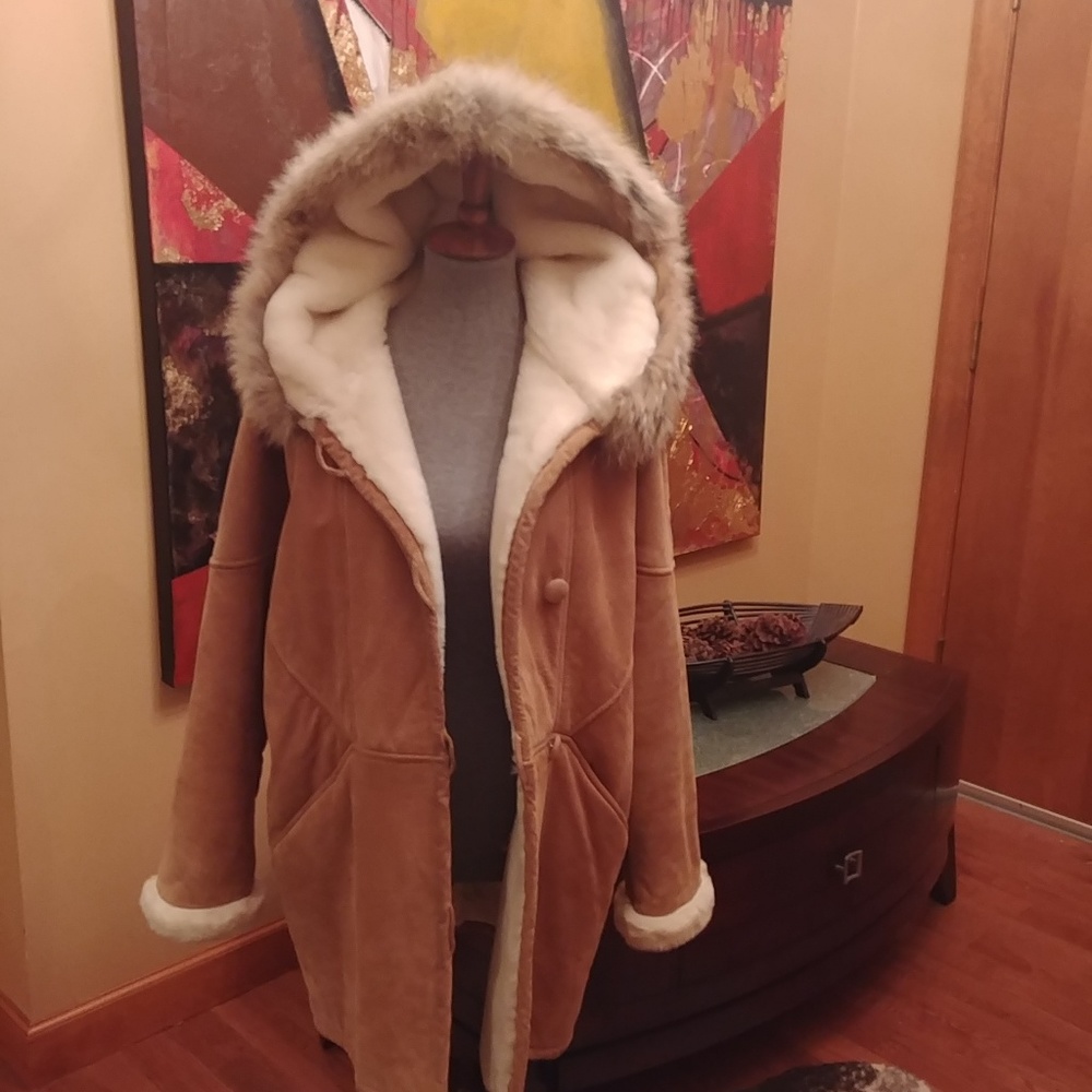 Marvin Richards genuine suede and faux shearling l